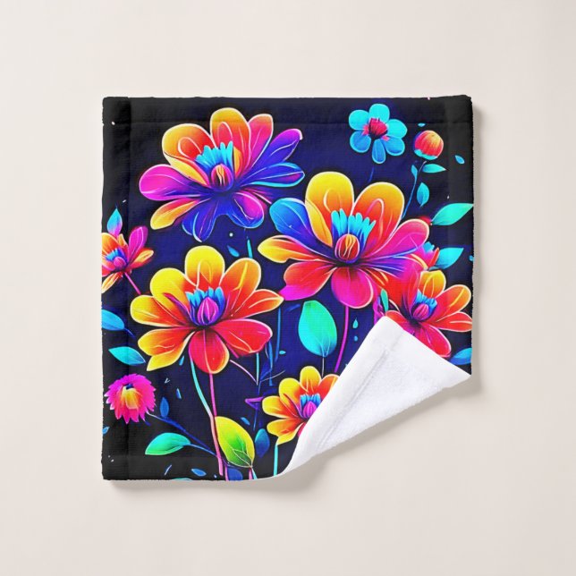 Vivid Floral Bouquet Badhandtuch Set (Waschlappen)