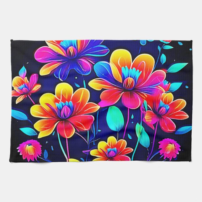 Vivid Floral Bouquet Geschirrtuch (Horizontal)