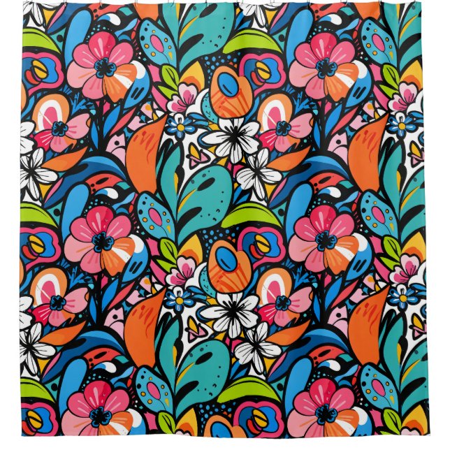 Vivid Floral Garden Bliss Duschvorhang (Vorderseite)