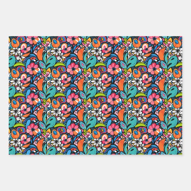 Vivid Floral Garden Bliss Geschenkpapier Set (Vorderseite)