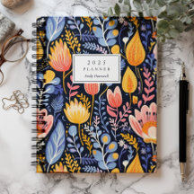 Vivid Floral Hand gestrichen Blue Monogram 2025