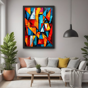 Vivid Geometric Abstrakt - Dynamic Cubist Wall Art Poster