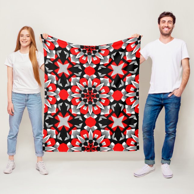 Vivid Geometric Mandala Design mit rot, schwarz Fleecedecke (Beispiel)