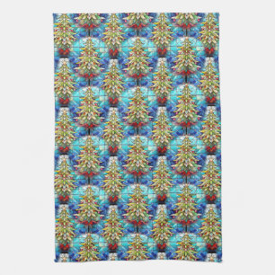 Vivid gesteinigtes Glas Weihnachtsbaummuster Geschirrtuch