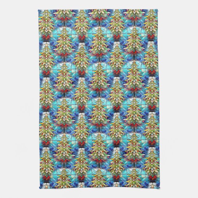 Vivid gesteinigtes Glas Weihnachtsbaummuster Geschirrtuch (Vertikal)