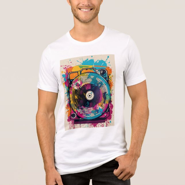 "Vivid Graffiti Turntable Vinyl T - Shirt" Tri-Blend Shirt (Vorderseite)