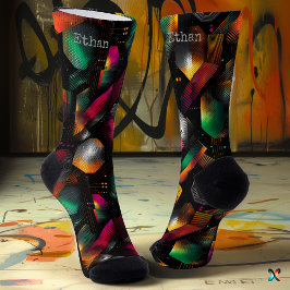 Vivid Hexagon mit Gradient Emerald und Magenta Socken