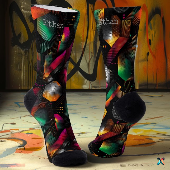 Vivid Hexagon mit Gradient Emerald und Magenta Socken (Von Creator hochgeladen)