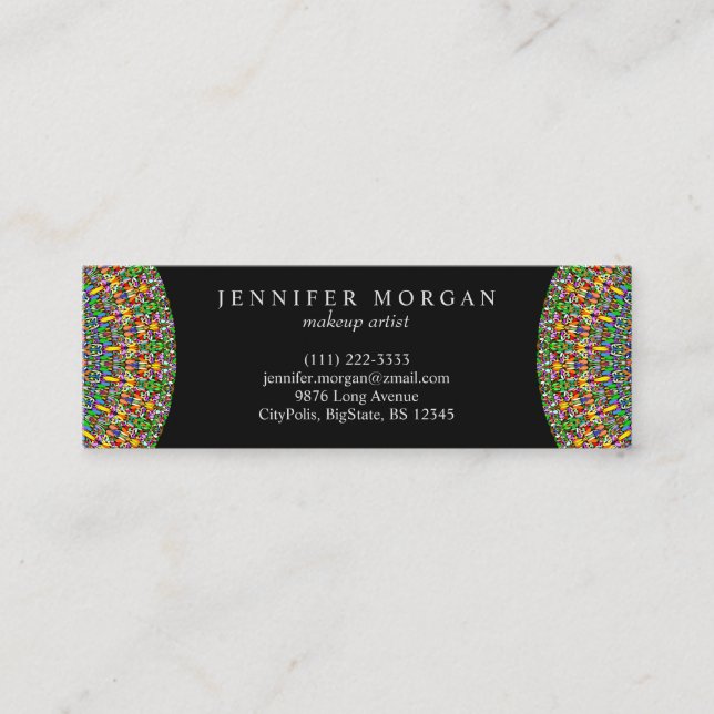 Vivid Jungle Garden Mandala Mini Business Card Mini Visitenkarte (Vorderseite)