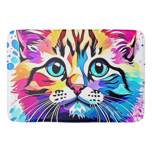 Vivid Kitty Vibes Design Badematte (Vorderseite)