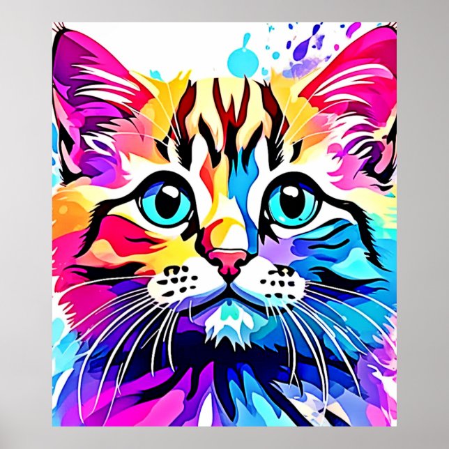 Vivid Kitty Vibes Design Poster (Vorne)