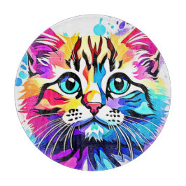 Vivid Kitty Vibes Design Schneidebrett