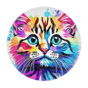 Vivid Kitty Vibes Design Schneidebrett