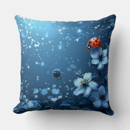 Vivid Ladybug über blühende Blume Kissen