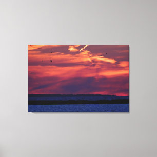 Vivid Lake Sunset Stretched Canvas Print Leinwanddruck