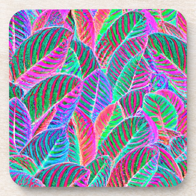 Vivid Leaf Muster Design Getränkeuntersetzer (Vorderseite)