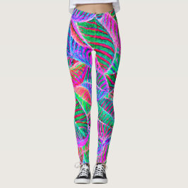 Vivid Leaf Muster Design Leggings