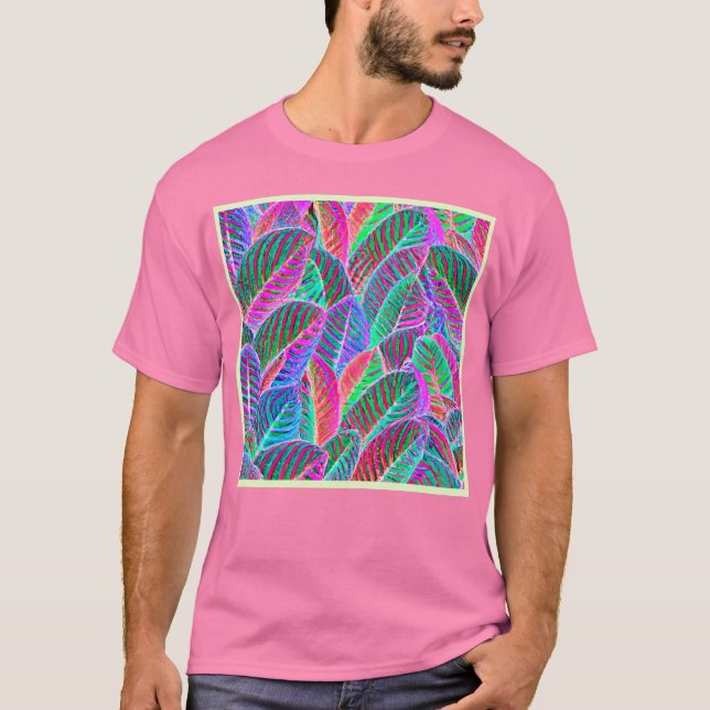 Vivid Leaf Muster Design T-Shirt (Vorderseite)
