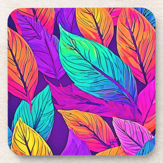 Vivid Leaf Muster Getränkeuntersetzer (Vorderseite)