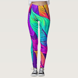 Vivid Leaf Muster Leggings