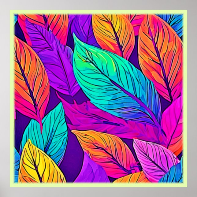 Vivid Leaf Muster Poster (Vorne)