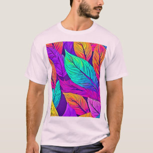 Vivid Leaf Muster T-Shirt