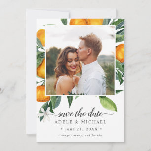 Vivid Mandarine Orange Bouquet Foto Save the Date