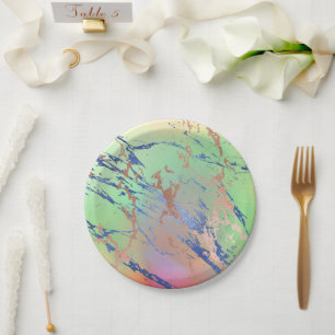Vivid Marble   Farbige, fette Pastelle Wasserfarbe Pappteller
