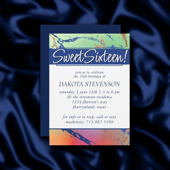Vivid Marble | Lebhafter farbiger Ombre Sweet 16 Einladung (Von Creator hochgeladen)