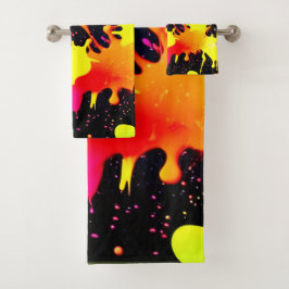 Vivid Neon Abstrakt Art in Motion Badhandtuch Set