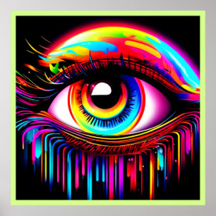 Vivid Neon Eye mit Melkfarben Poster