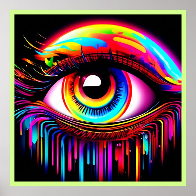 Vivid Neon Eye mit Melkfarben Poster (Vorne)