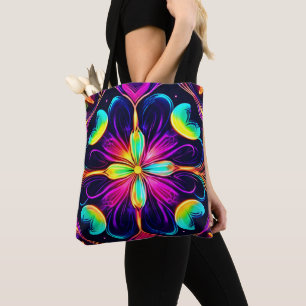 Vivid Neon Floral Mandala Art