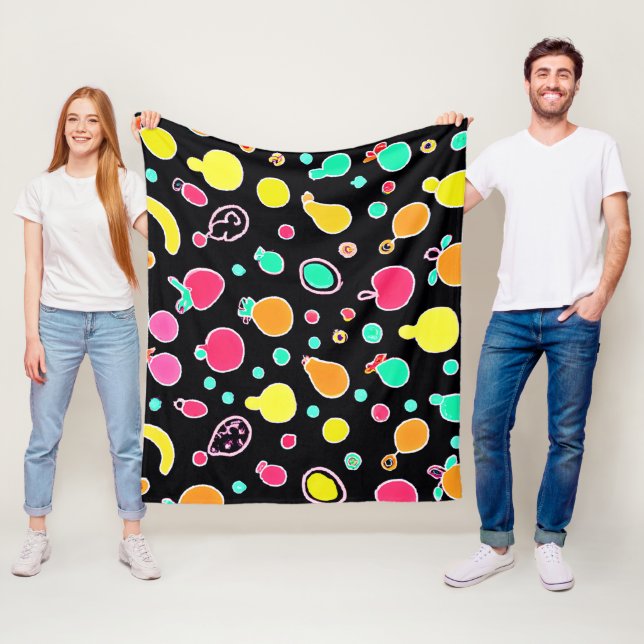 Vivid Neon Fruitful Pattern Fleecedecke (Beispiel)