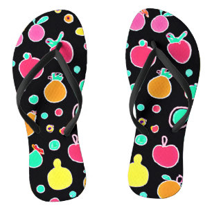 Vivid Neon Fruitful Pattern Flip Flops