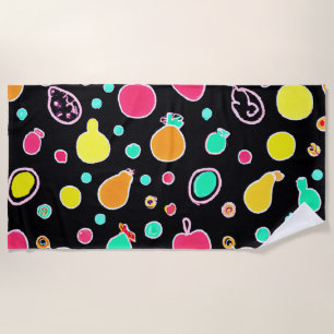 Vivid Neon Fruitful Pattern Strandtuch