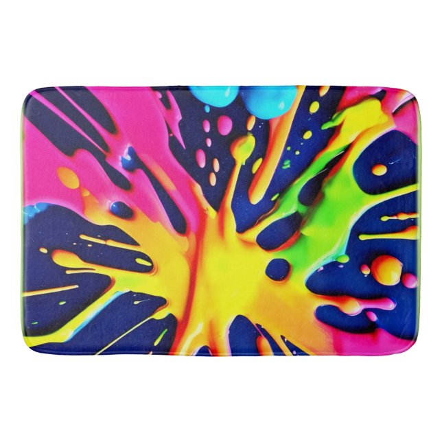 Vivid Neon Splashes Badematte (Vorderseite)