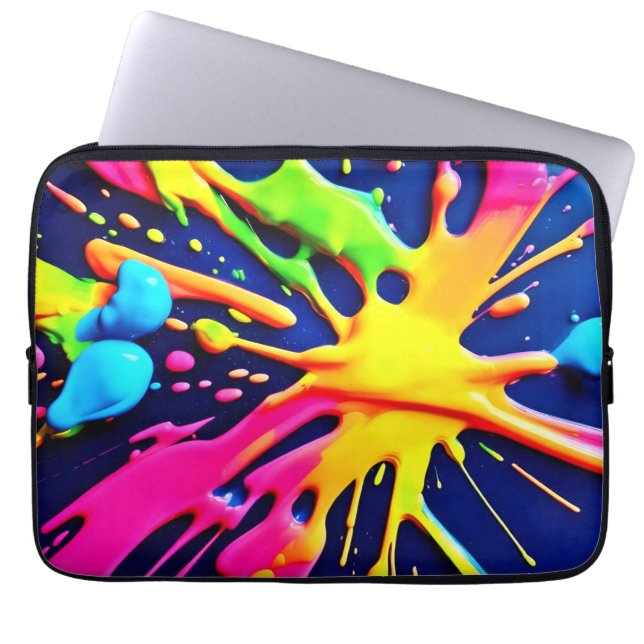 Vivid Neon Splashes Laptopschutzhülle (Vorderseite)