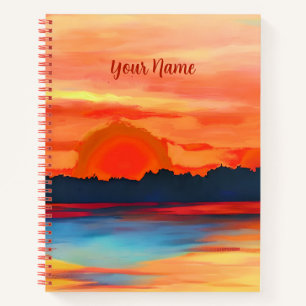 Vivid Ocean Sunset in Fiery Orange Notizbuch