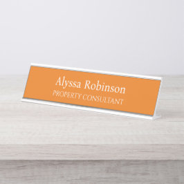 Vivid Orange Beruflich Desk Name Plate Schreibtischnamensplakette