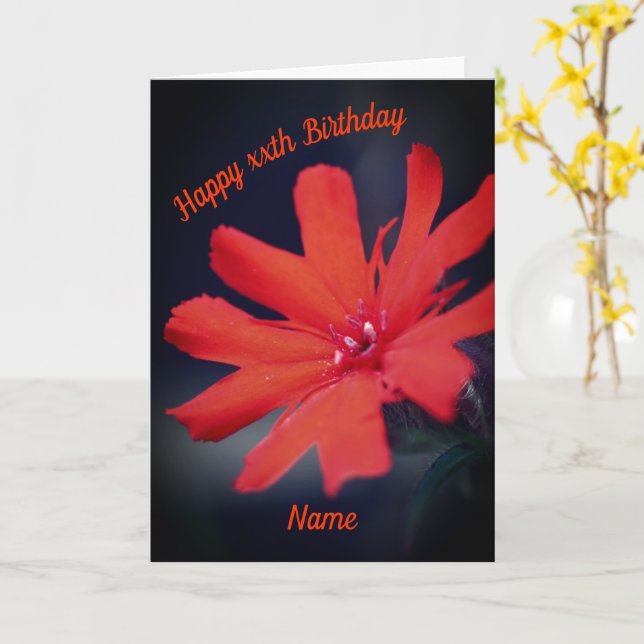 Vivid Orange Daisy Blume Personalisiert Geburtstag Karte (Gelbe Blume)