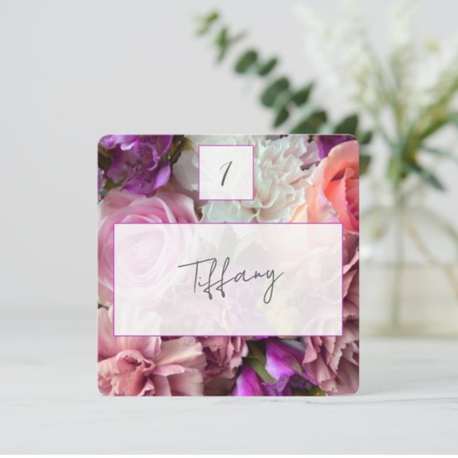 Vivid Orchid Florals Place Setting Card Mitteilungskarte (Von Creator hochgeladen)