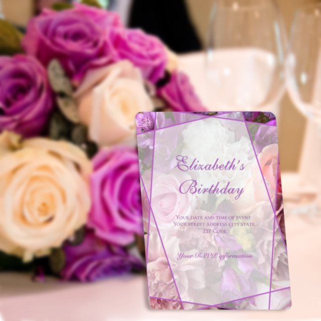 Vivid Orchid Garden Birthday Invitation Card Dankeskarte (Von Creator hochgeladen)