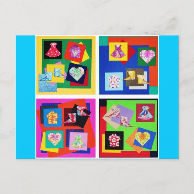 Vivid Origami Art Postcard Postkarte (Vorderseite)