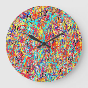Vivid Paint Spritzer Abstrakt Große Wanduhr