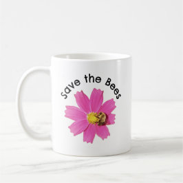 Vivid Pink Cosmos Blume Rette die Bienen Kaffeetasse