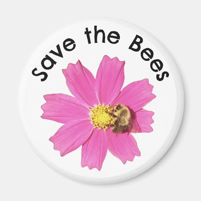 Vivid Pink Cosmos Blume Rette die Bienen Magnet (Vorne)