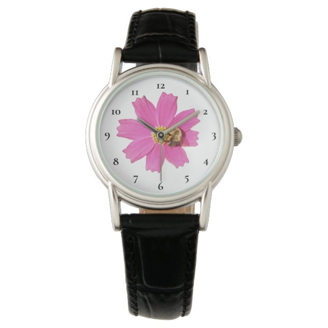 Vivid Pink Cosmos Blume Watch Armbanduhr (Vorderseite)