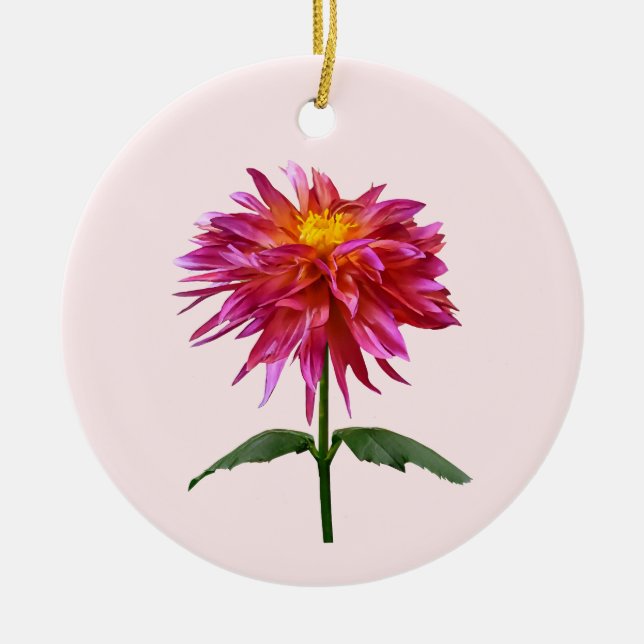 Vivid Pink Dahlia Keramik Ornament (Vorne)