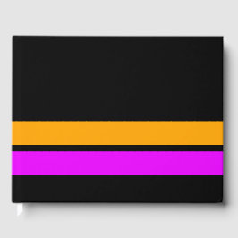 Vivid Pink Marigold Gelbe Racing Streifen auf schw Gästebuch